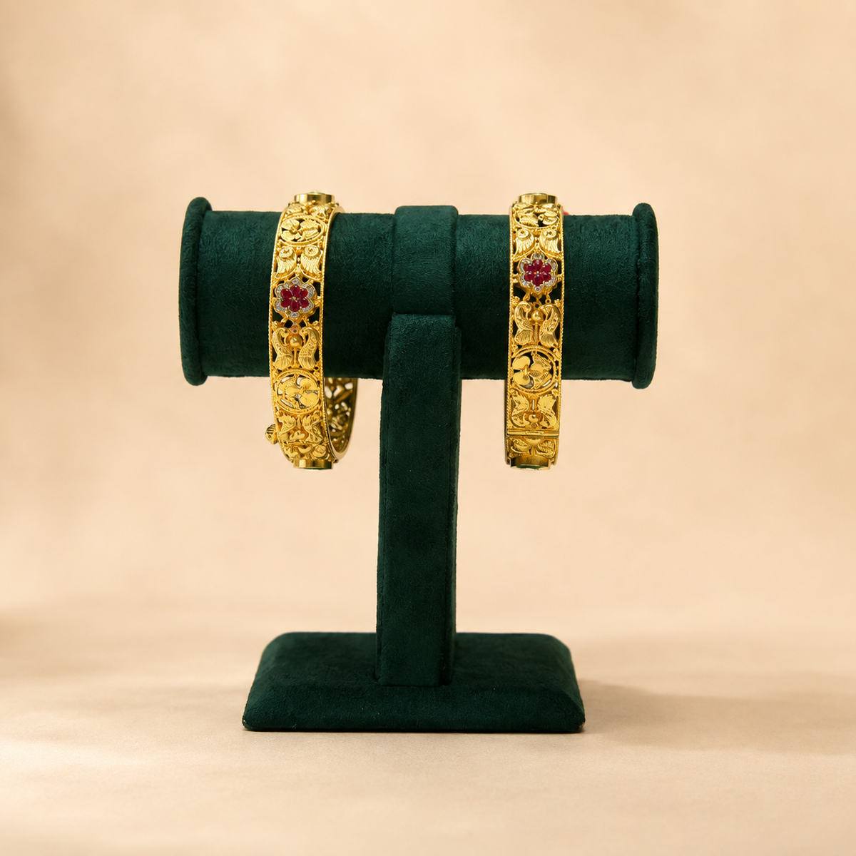 Radiant Floral Heritage Bangle Pair Elegance