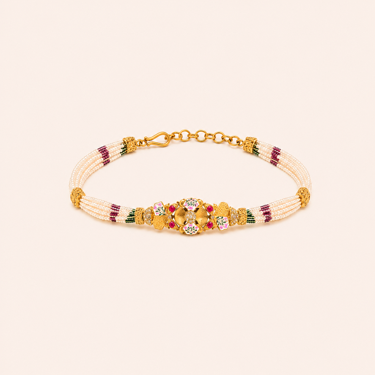 Ruby Floral Beaded Bracelet