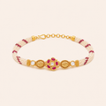 Ruby Weave Gold Bracelet