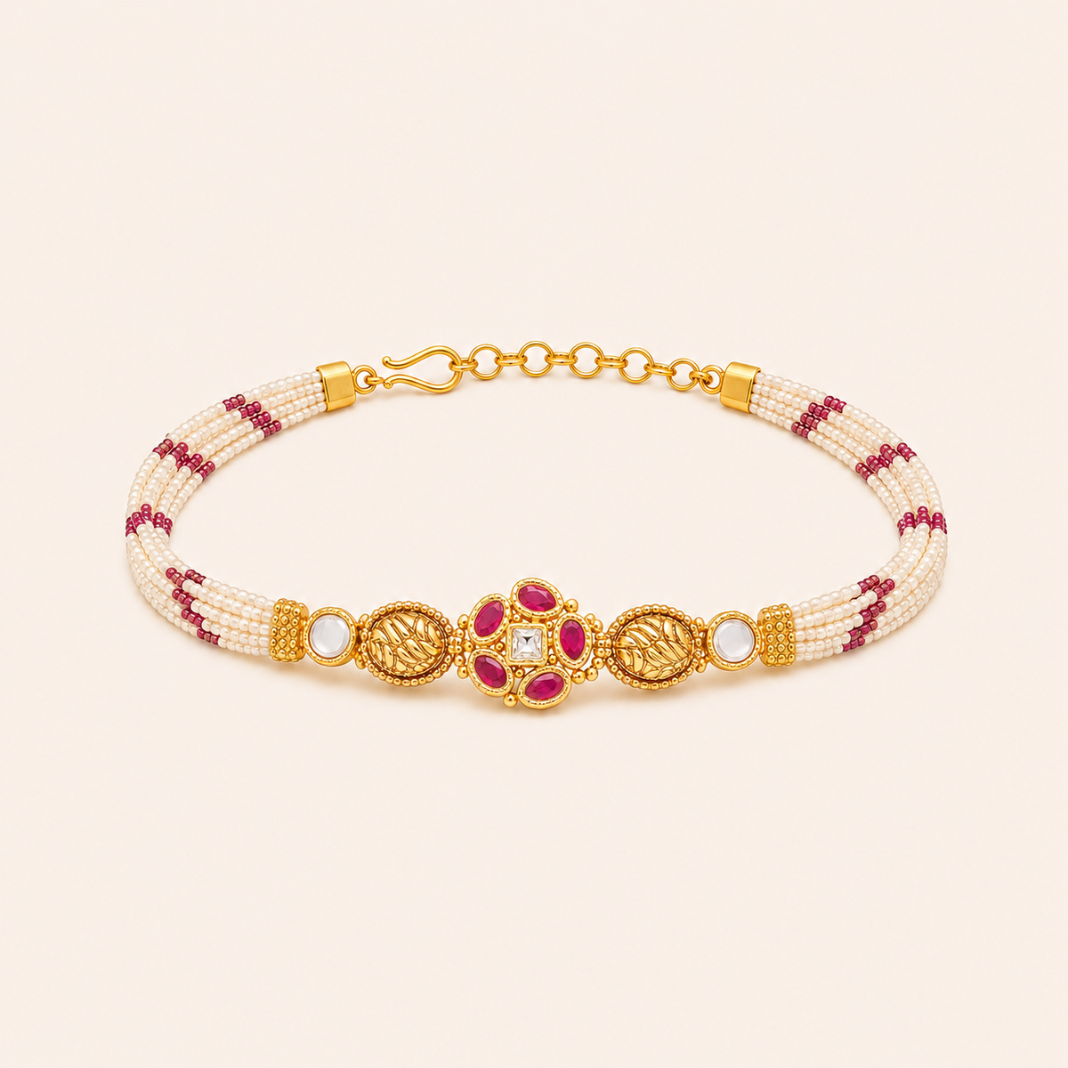 Ruby Weave Gold Bracelet