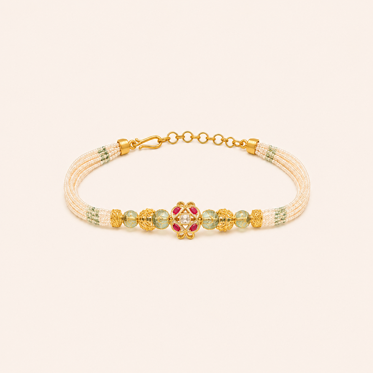 Ruby Blossom Beaded Bracelet