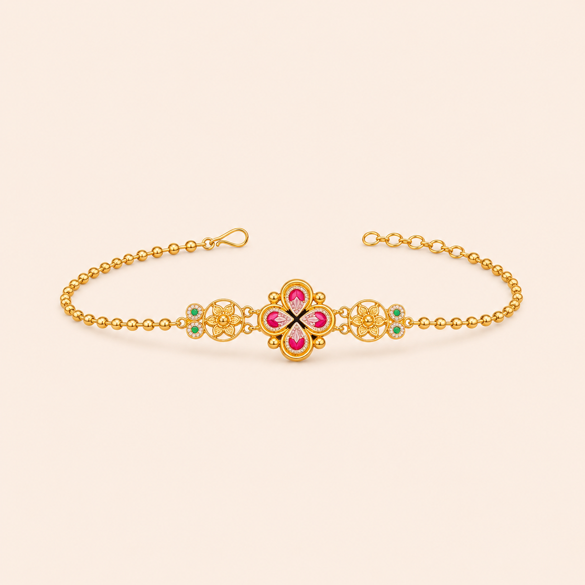 Ruby Petal Gold Bracelet